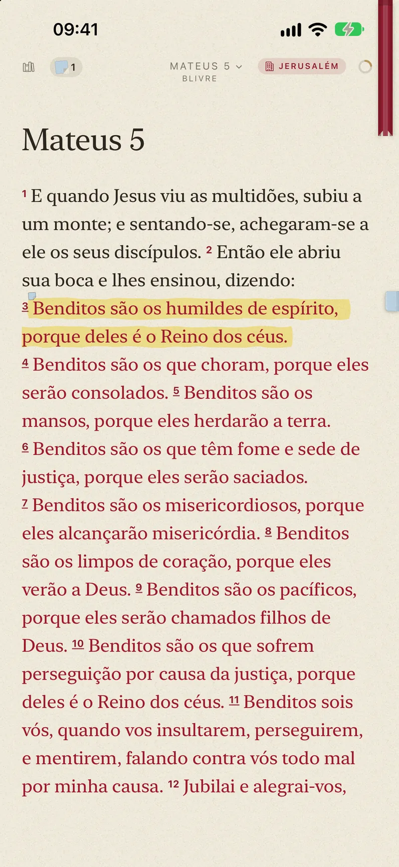 Matthew 5 with the words of Jesus in red