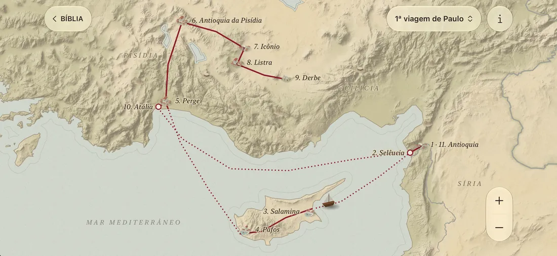 Paul's first journey in the relief explorer, with the route drawn
