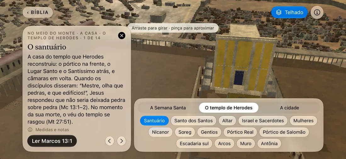 Jerusalem in the days of Jesus in 3D, on the real terrain, with the Temple Mount at the centre